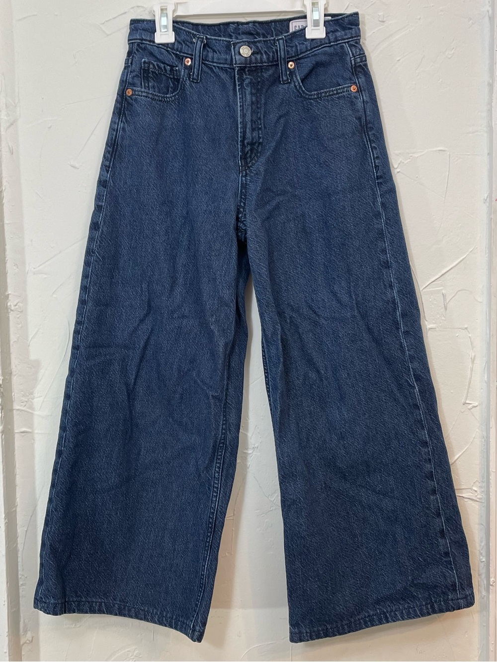 GAP Baggy Mid-rise Wide-Leg Indigo Denim Jeans Size 24/00 Petite